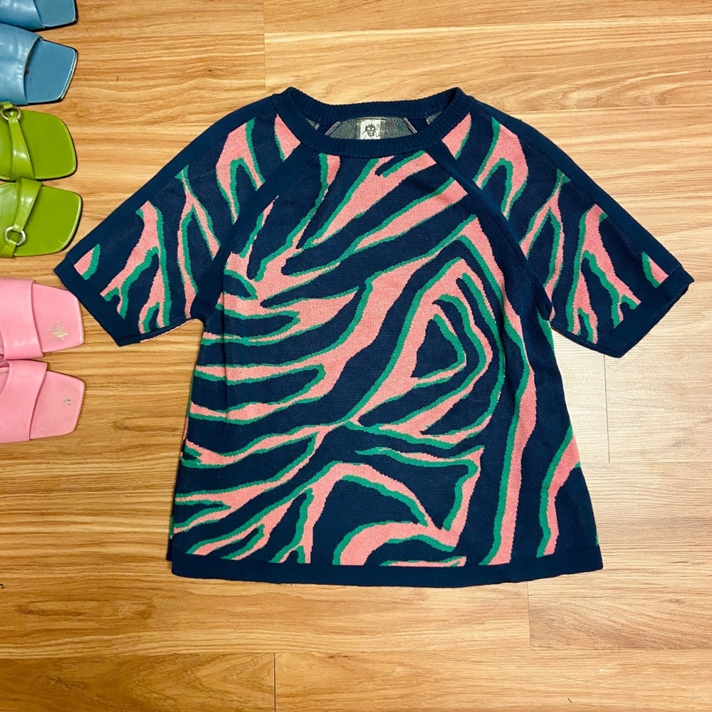 *RARE* Vintage Anne Klein Zebra Knit Boxy Top